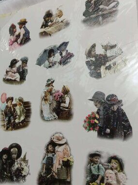 3 copies of a 8X10 page vintage stickers